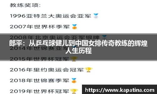 郎平：从乒乓球健儿到中国女排传奇教练的辉煌人生历程